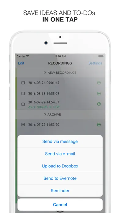 Say&Go Voice Notes and Inbox Screenshots