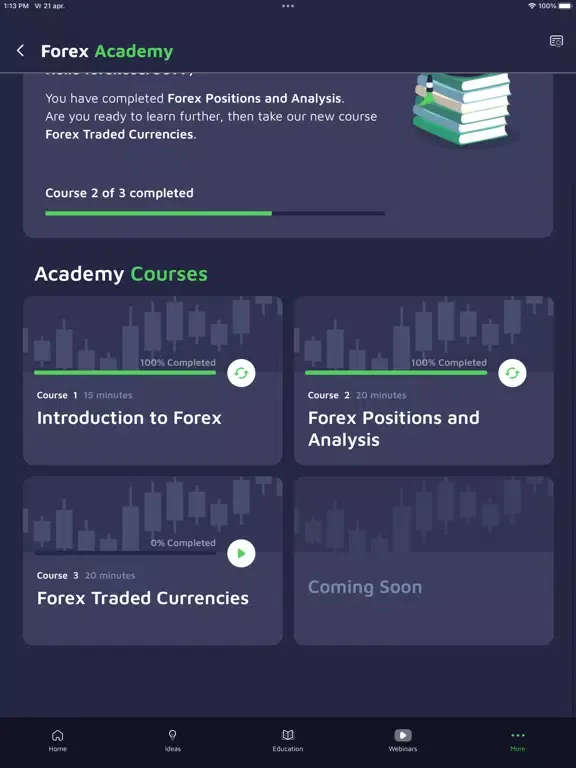 Tangkapan skrin Forex Insiders iPad 