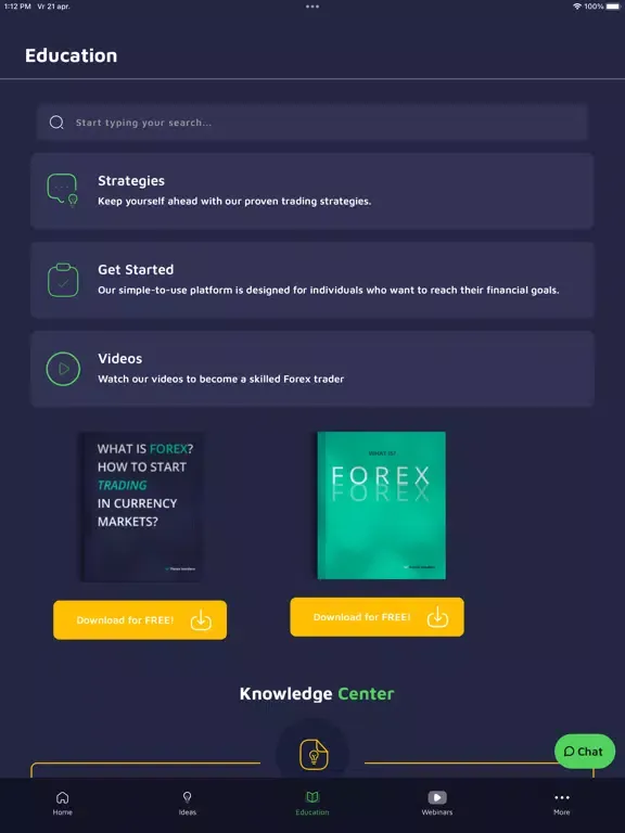 Tangkapan skrin Forex Insiders iPad 