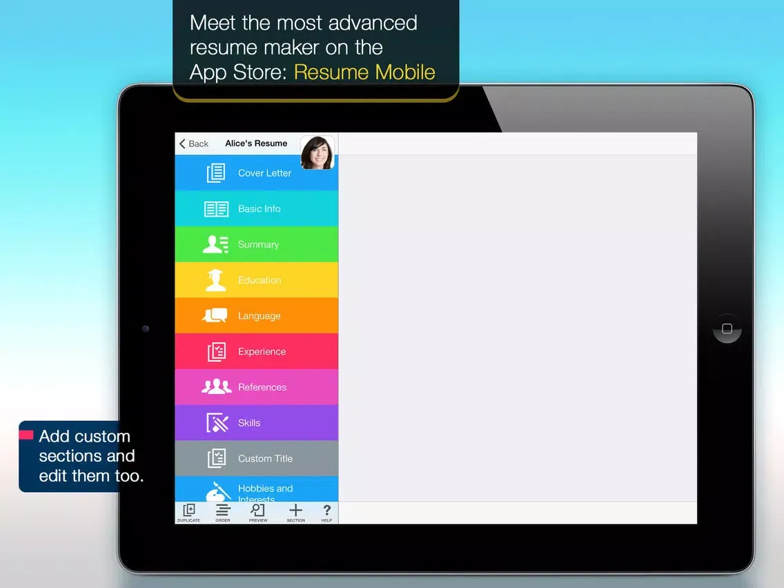 Resume Mobile Pro - design & share professional PDF resume on the go iPad  سکرین شاٹس