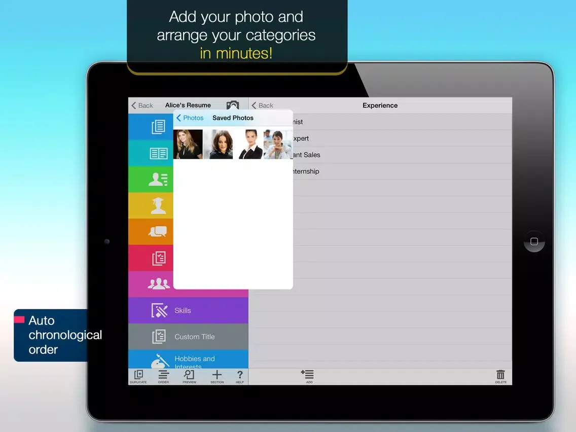 Resume Mobile Pro - design & share professional PDF resume on the go iPad  سکرین شاٹس