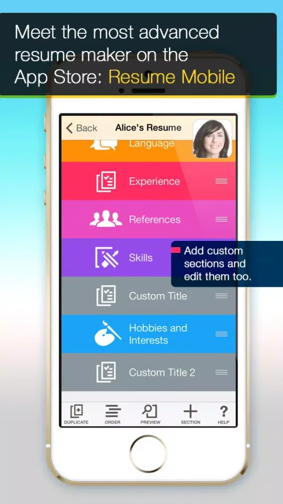 Resume Mobile Pro - design & share professional PDF resume on the go سکرین شاٹس