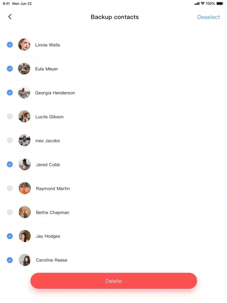 Contacts Manager Delete Backup iPad  スクリーンショット