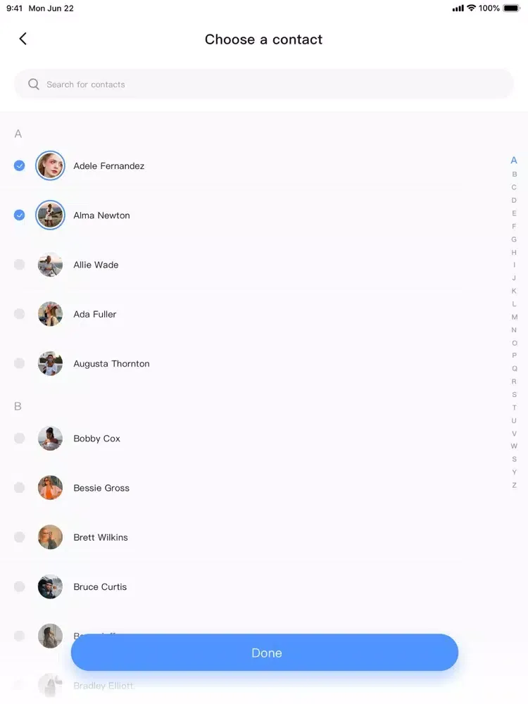 Contacts Manager Delete Backup iPad  スクリーンショット
