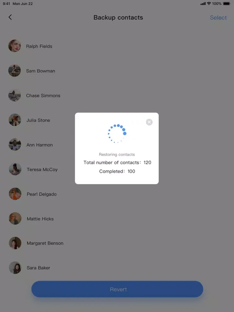 Contacts Manager Delete Backup iPad  スクリーンショット