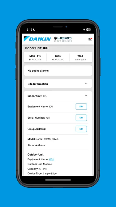 Daikin HERO Cloud Services スクリーンショット