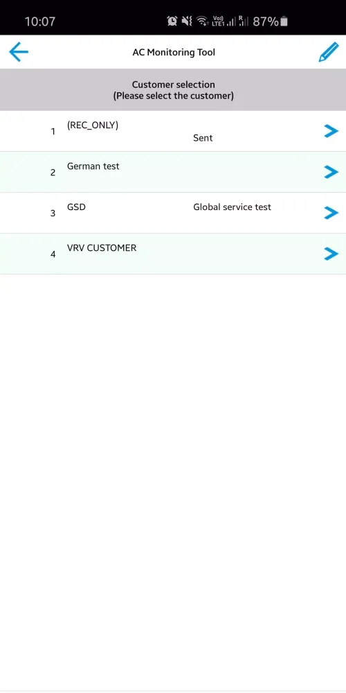 Zrzuty ekranu Daikin AC Monitoring Tool(GLB)