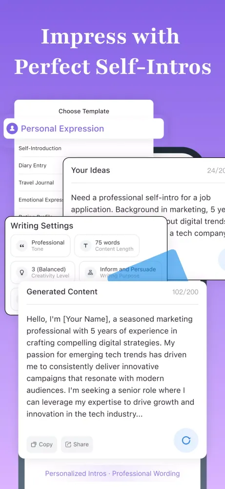 Capturas de tela do Daily AI Writer