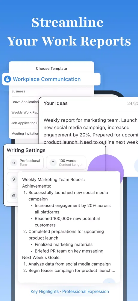 Capturas de tela do Daily AI Writer