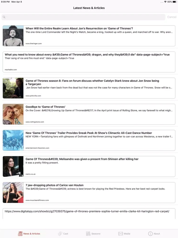 Captures d'écran de News for Game of Thrones Daily iPad 