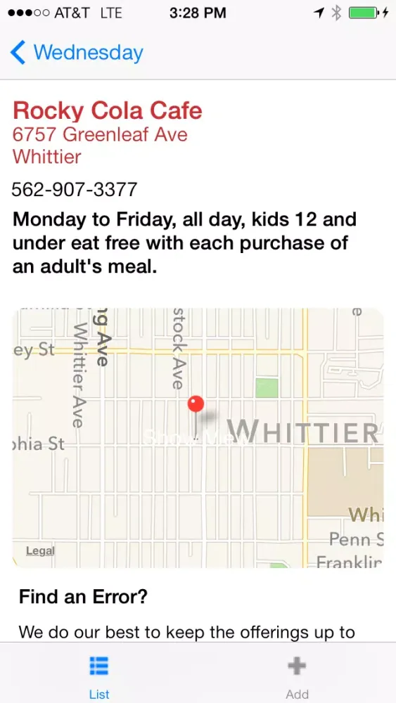 Ảnh chụp màn hình của Press-Telegram Kids Eat Free