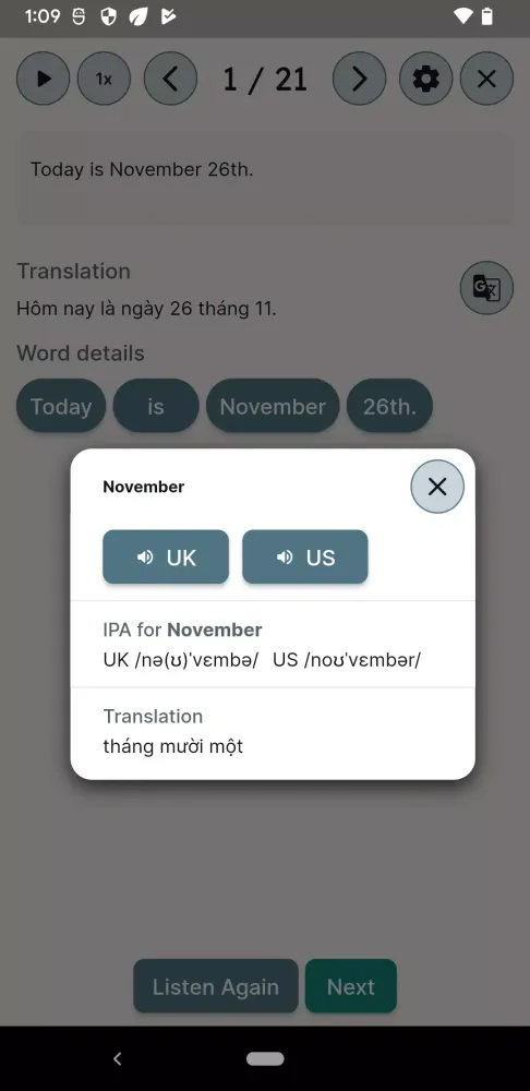 Screenshot di Daily Dictation English