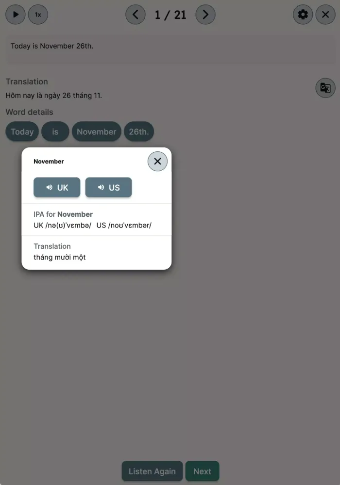 Screenshot di Daily Dictation English