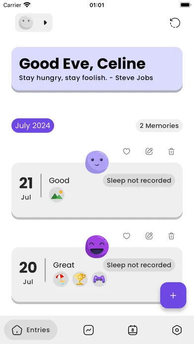 ภาพหน้าจอของ Moodlet - Mood Tracking App