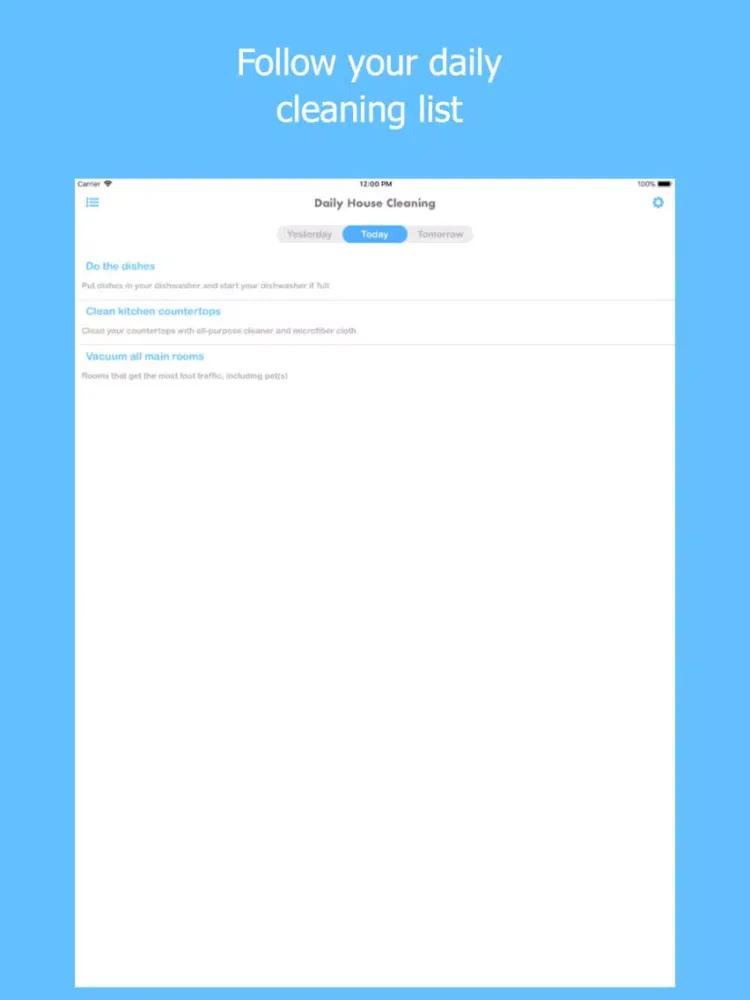 Daily House Cleaning iPad  스크린샷