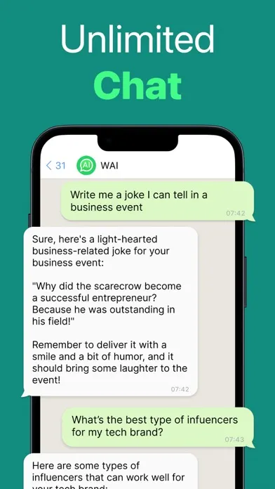 Capturas de tela do WAI - Chat with AI