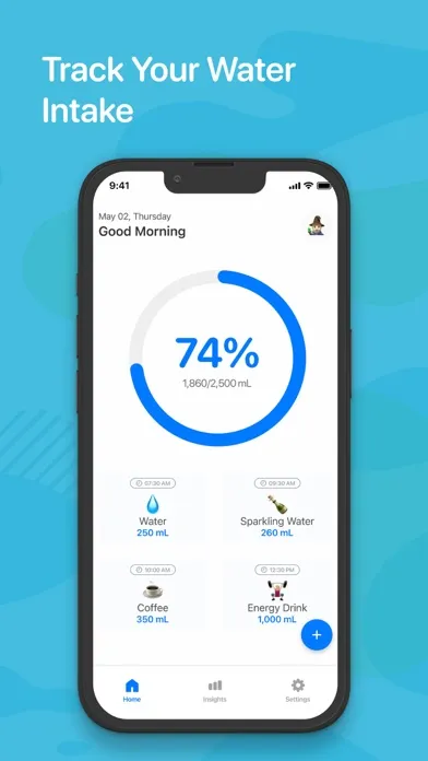 Capturas de pantalla de Daily Water Tracker App.