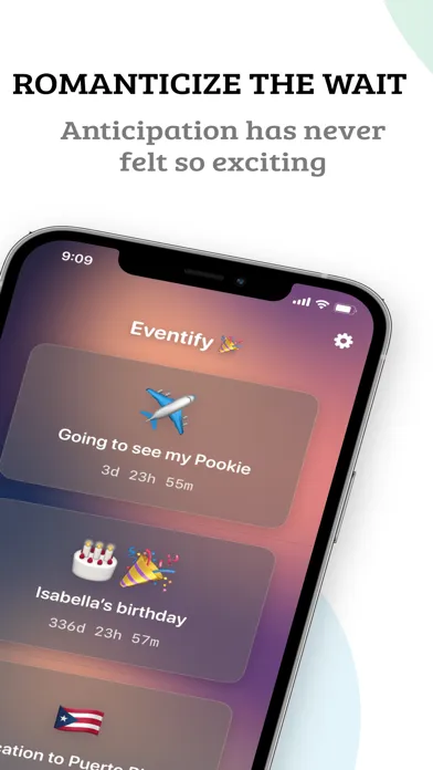 Tangkapan layar Eventify countdown app