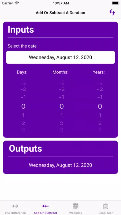 Tangkapan layar Date Calculator++