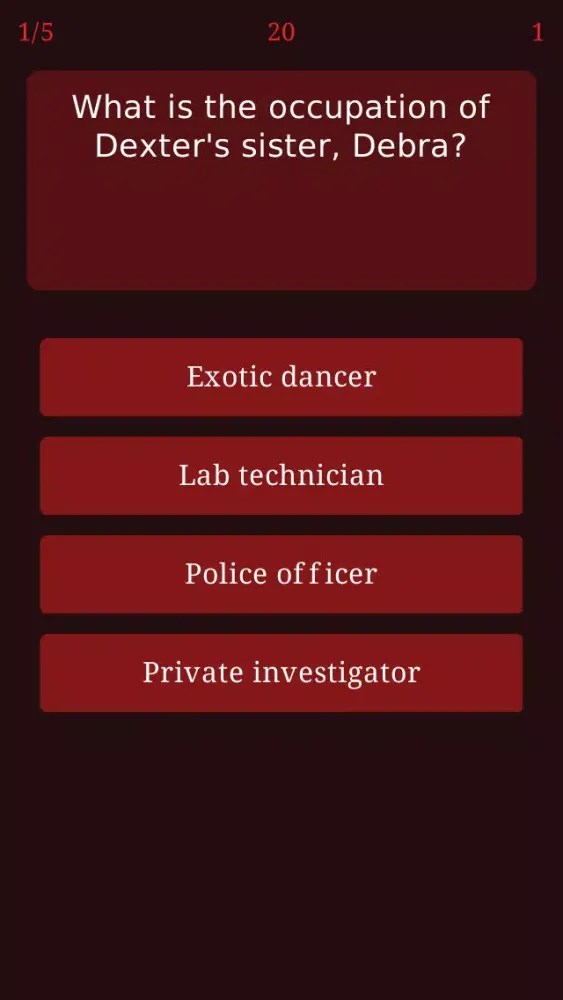 Zrzuty ekranu Trivia for Dexter - Quiz Questions from Crime Drama TV Show Movie