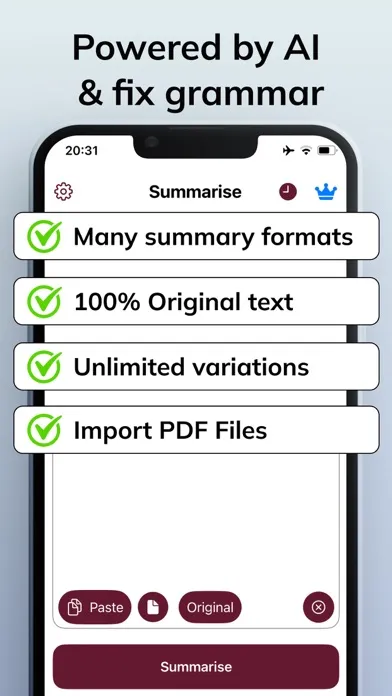 Capturas de tela do AI Summary Text Summarizer
