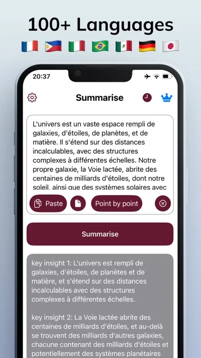 Capturas de tela do AI Summary Text Summarizer
