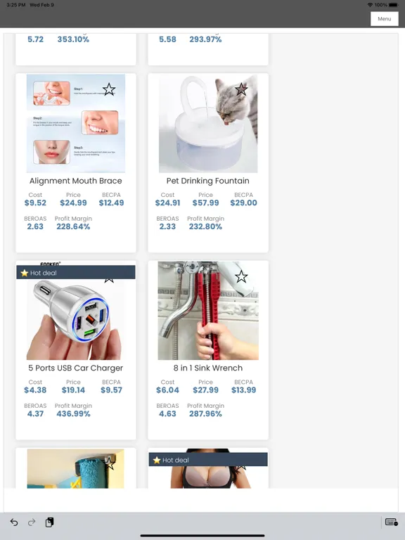 Tangkapan layar ProductPLUS iPad 