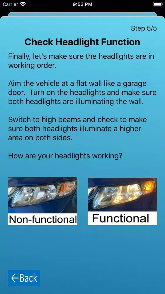 Tangkapan layar Headlight Checkup