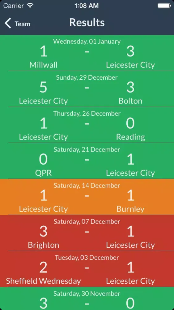 ภาพหน้าจอของ TeamTracker: English Football Results, Fixtures & Stats