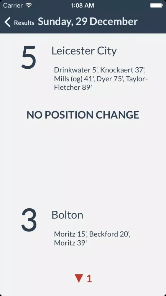ภาพหน้าจอของ TeamTracker: English Football Results, Fixtures & Stats