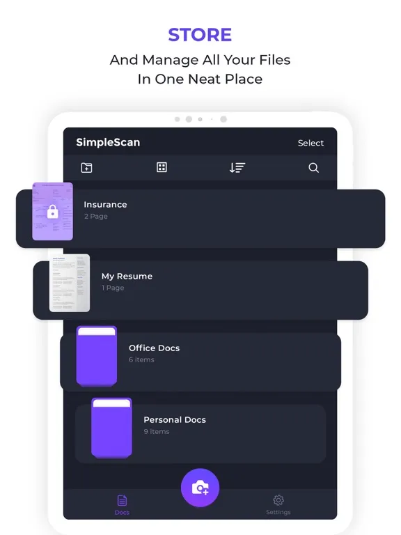 Simple Scan: Docs, PDF, OCR iPad  Screenshots