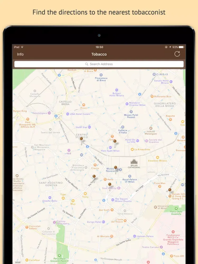 ภาพหน้าจอของ Tobacco Finder iPad 