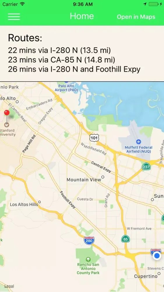 Travel Time Assistant Screenshots