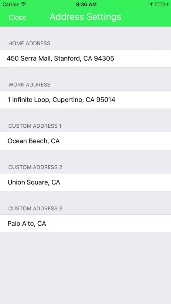 Travel Time Assistant Screenshots