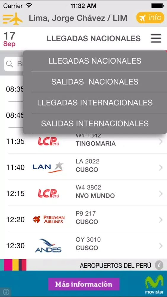 Zrzuty ekranu Aeropuertos del Perú .pe