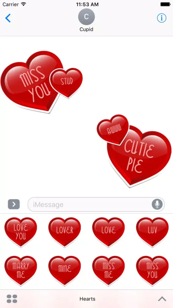 Ảnh chụp màn hình của Conversation Heart Stickers