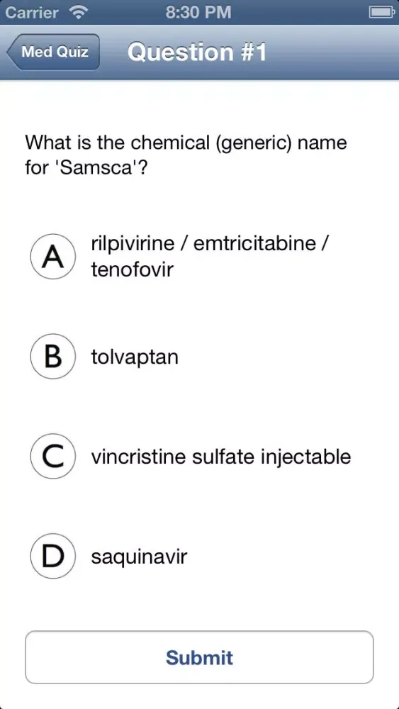 Tangkapan skrin Med Quiz