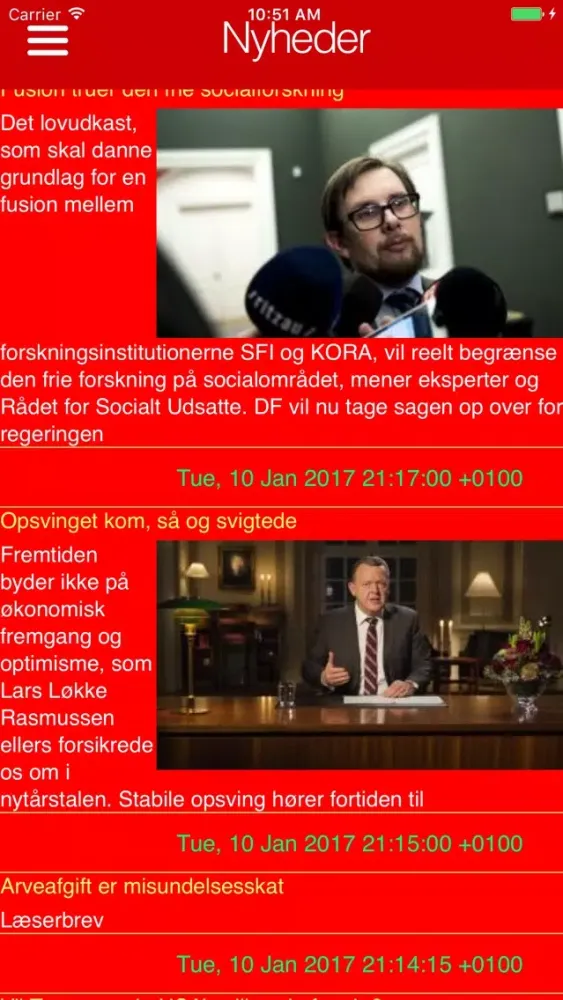 Zrzuty ekranu Danmarks radios kanaler og overskrifter