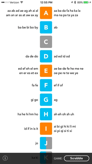 Capturas de tela do Two Letter Word Chart!