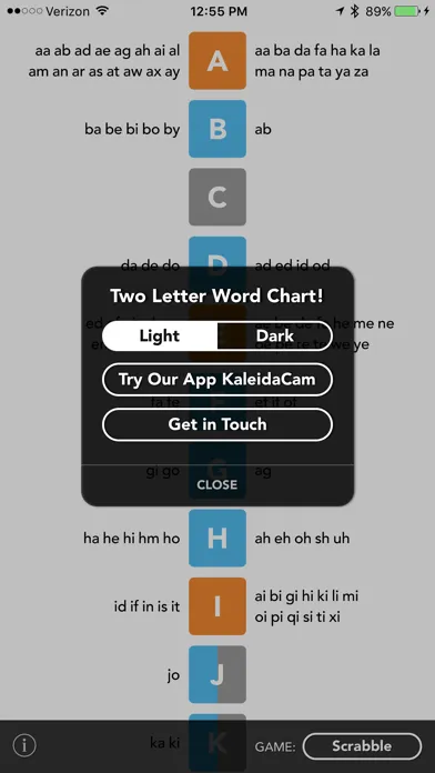 Capturas de tela do Two Letter Word Chart!