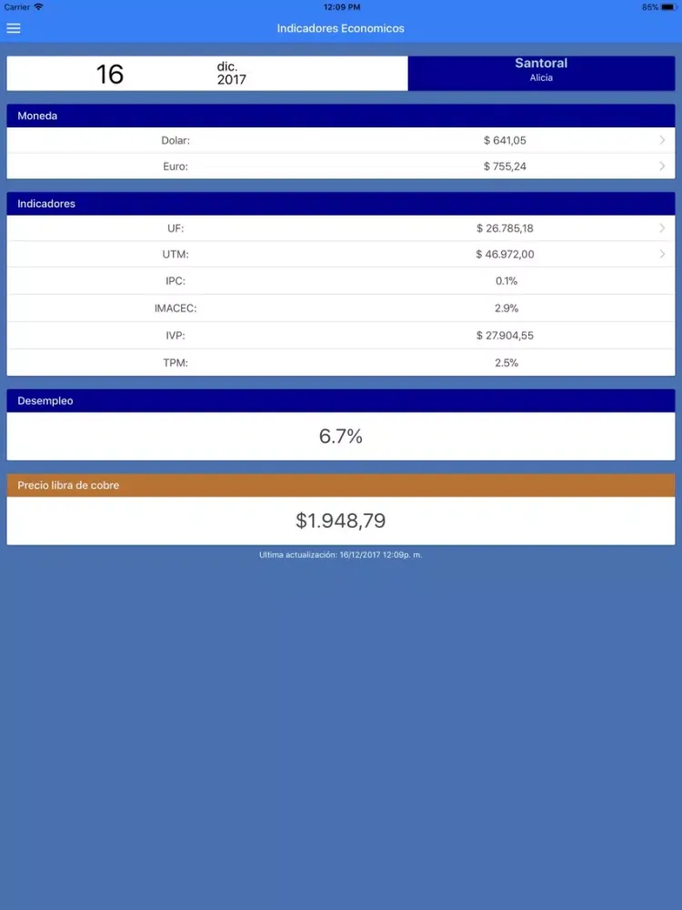 Indices Chile Pro iPad 应用截图