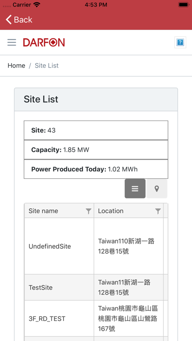 Tangkapan layar Darfon Solar Monitoring APP