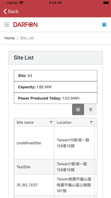 Captures d'écran de Darfon Solar Monitoring APP