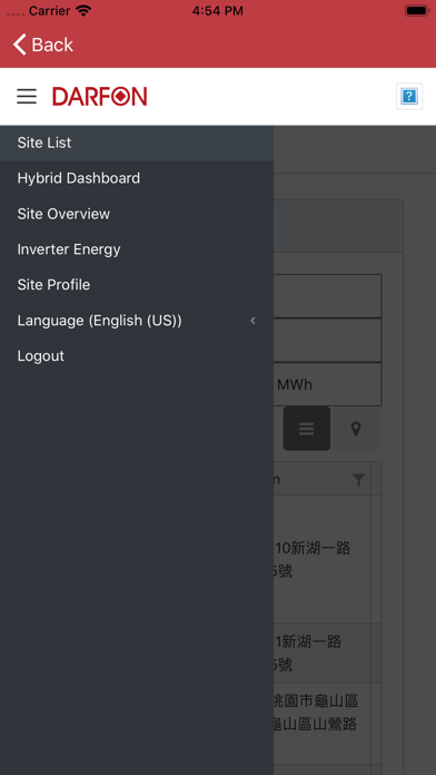 Tangkapan layar Darfon Solar Monitoring APP