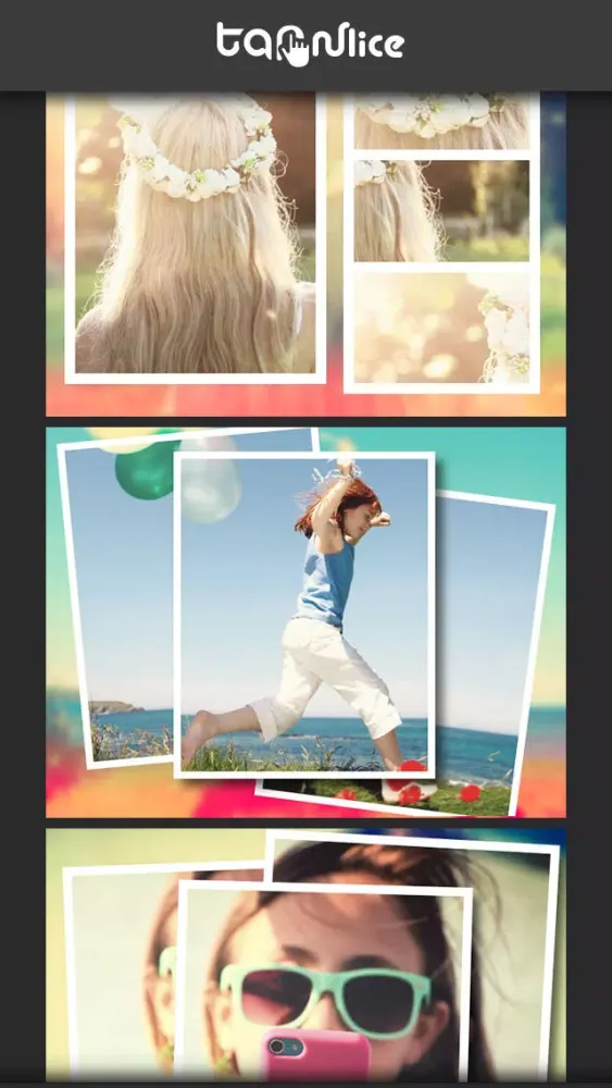 Tangkapan layar TapnSlice - Photo Collage Editor - Cut your photo into pieces to make great photo collage and pic frame
