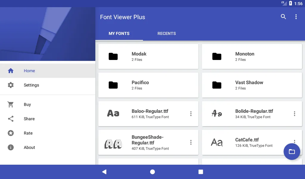 Tangkapan skrin Font Viewer Plus