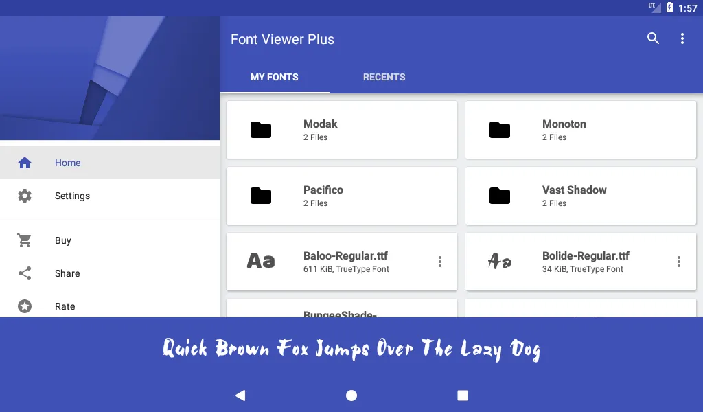 Tangkapan skrin Font Viewer Plus