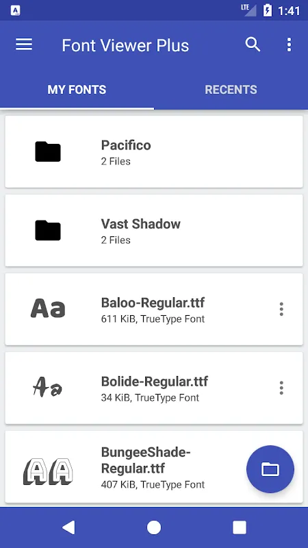 Tangkapan skrin Font Viewer Plus