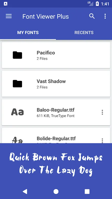 Tangkapan skrin Font Viewer Plus