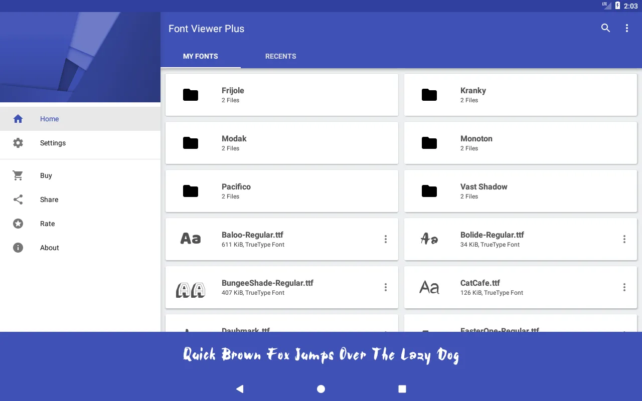 Tangkapan skrin Font Viewer Plus